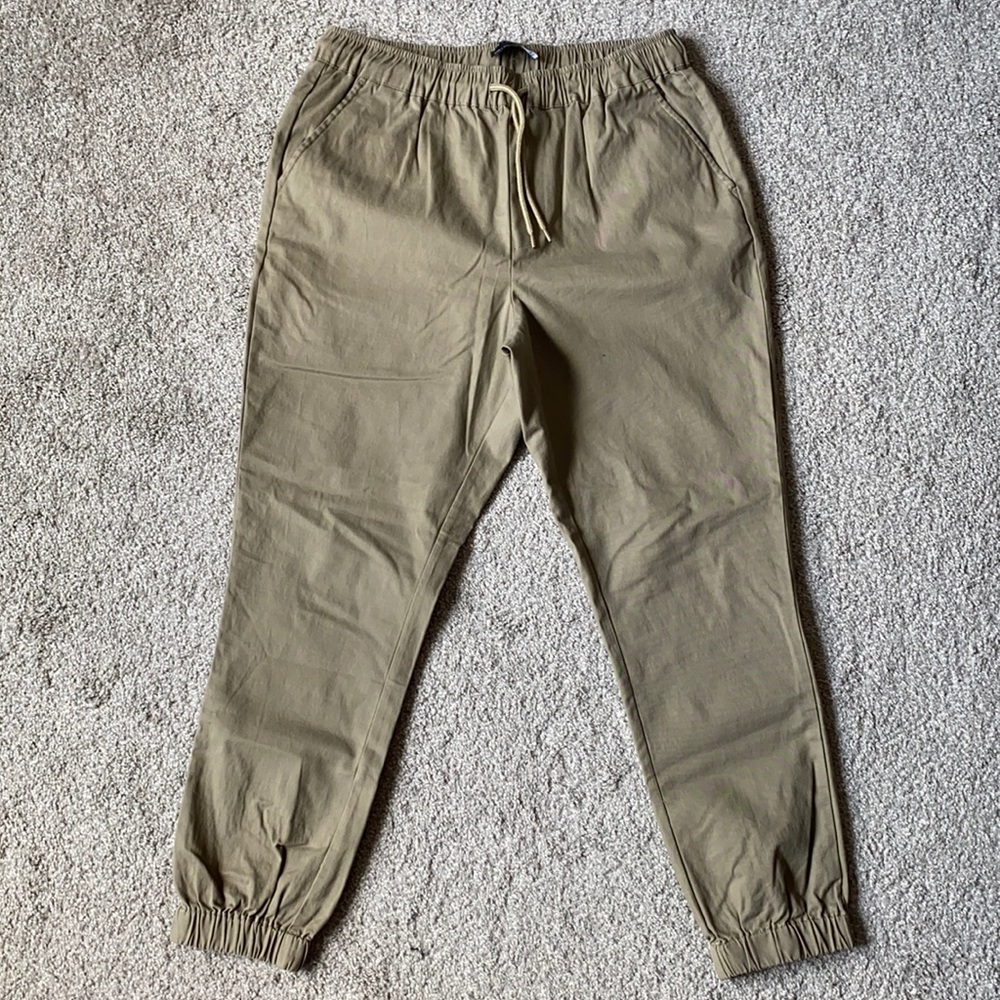 ASOS Design Mens Twill Joggers Khaki 33W 32L